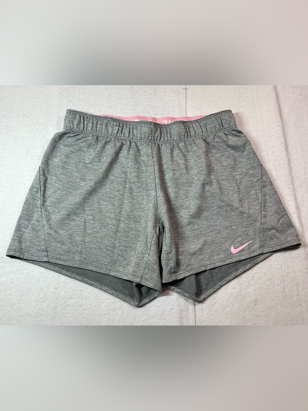 Nike Dri-Fit Attack Women's Heather Gray Pink Elastic Waist Workout Shorts, M